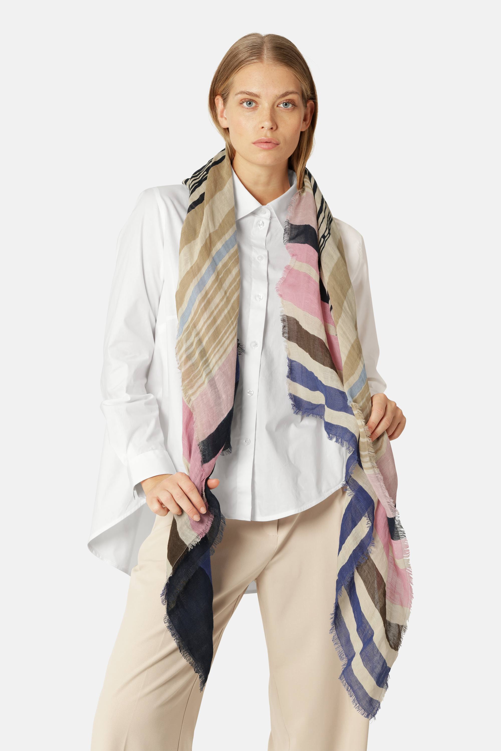 Striped Scarf - Beige Organic Stripe